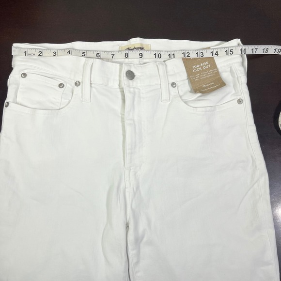 Madewell Mid Rise Kick Out Crop Jeans White Denim Size 29 Tall Classic - Picture 9 of 16